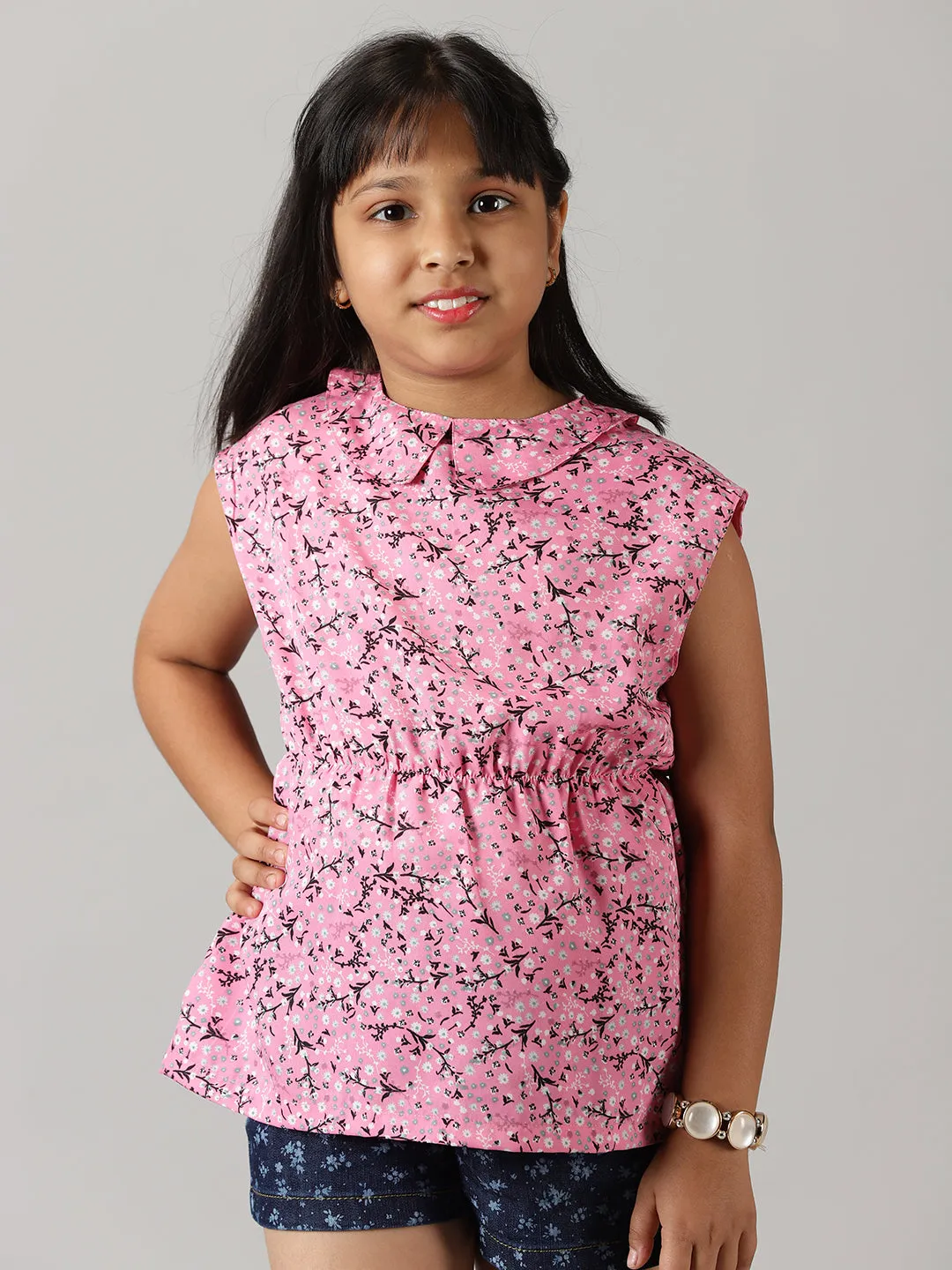 Girls Drop Shoulder Collared Top