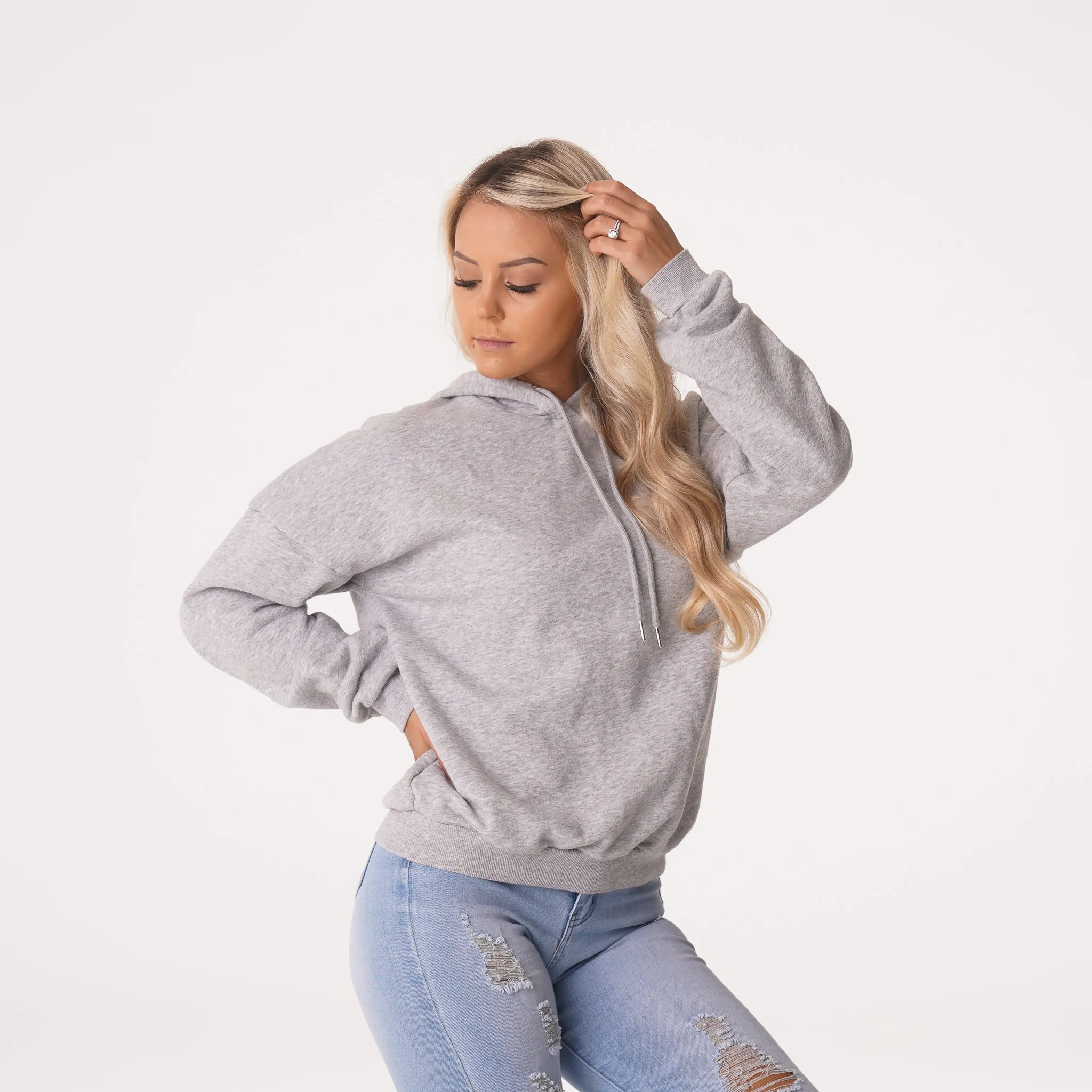 Grey Essential Drop Shoulder Hoodie