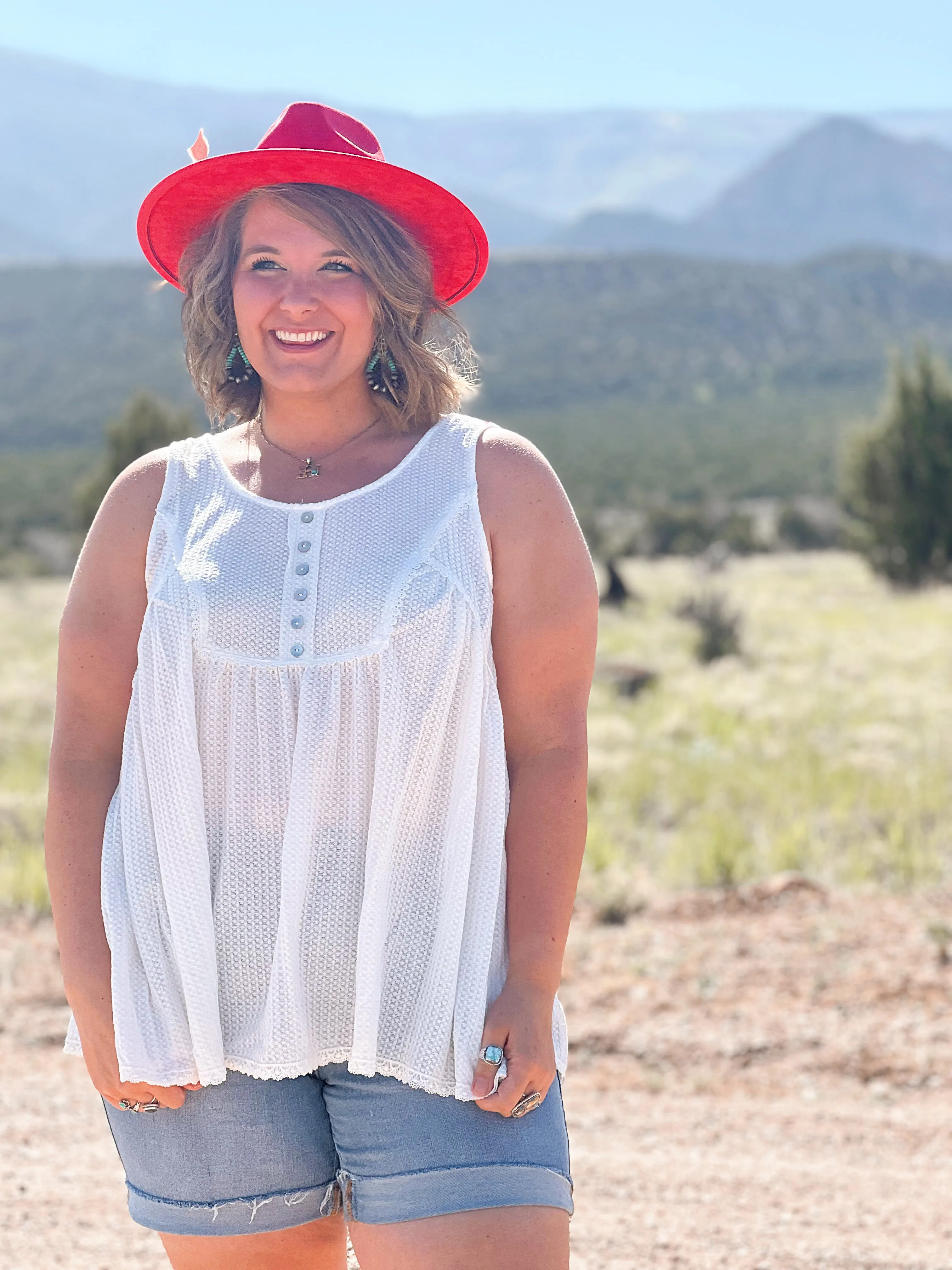 Ivory Lace Trim Tank Top