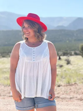 Ivory Lace Trim Tank Top