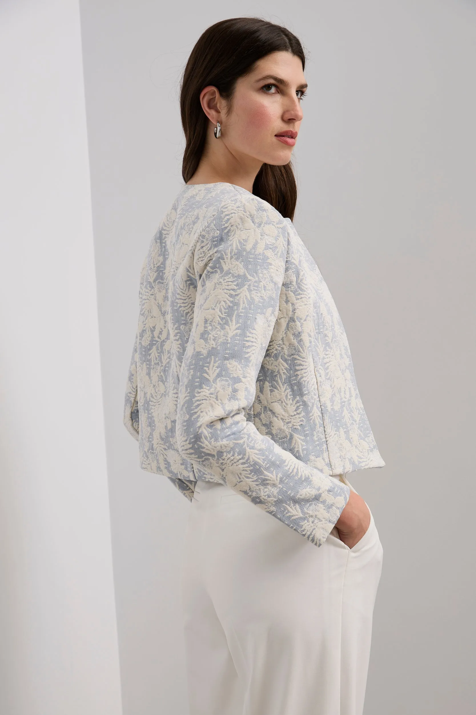 Jacquard crop blazer