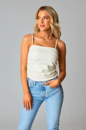 Jolee Vegan Leather Tank Top - Cream