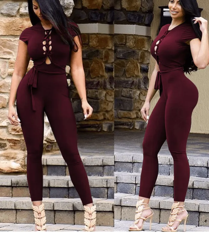 LACE-UP  BACKLESS JUMPSUIT