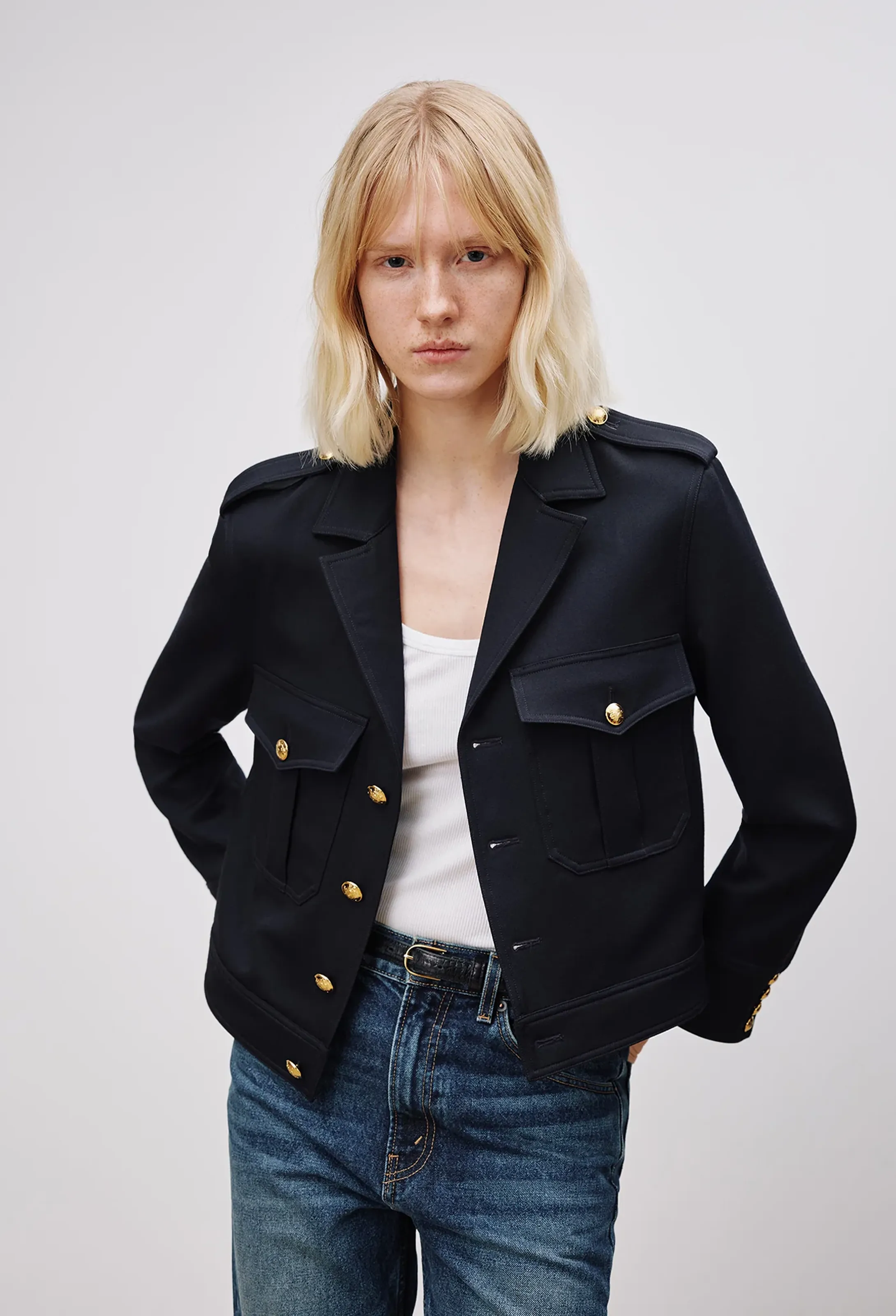 Lourdes Cropped Military Blazer