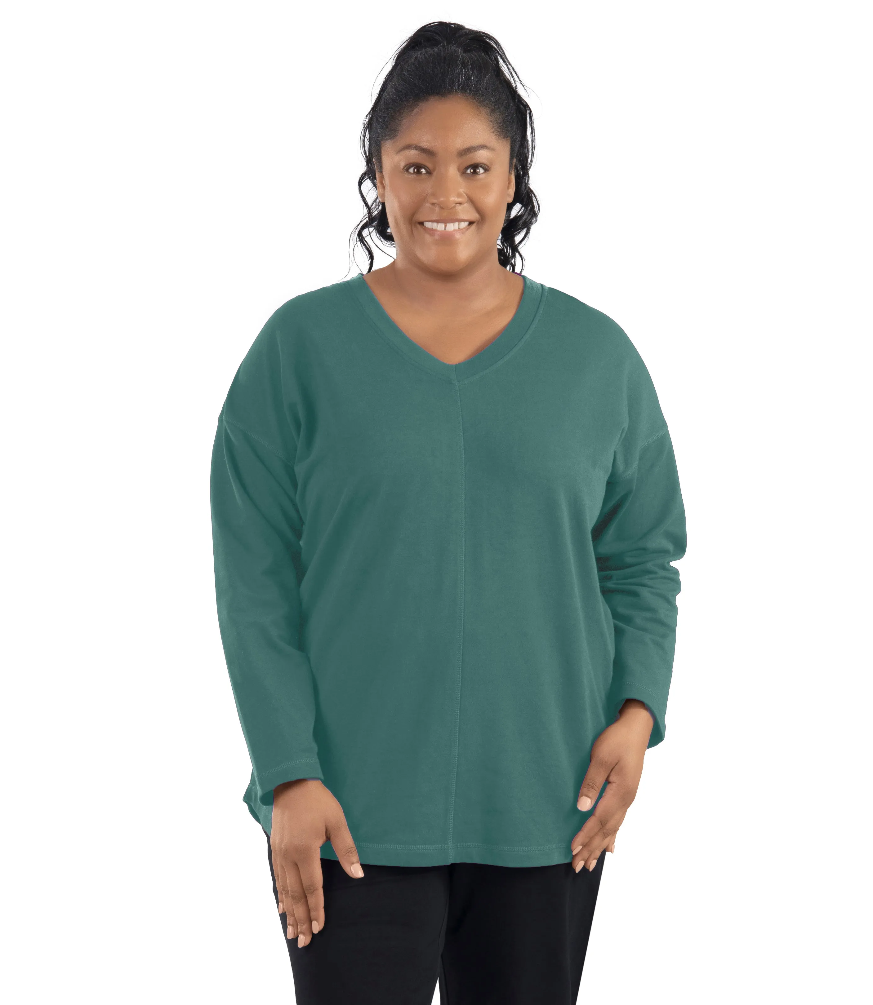 MaVie Cotton Drop Shoulder V-neck Tunic Classic Colors