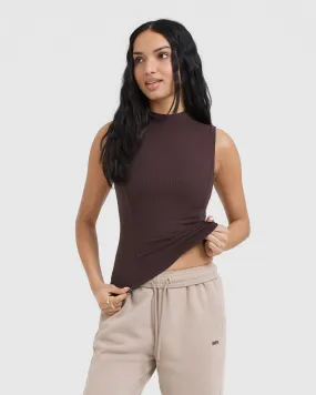 Mellow Rib Mock Neck Tank | Plum Brown