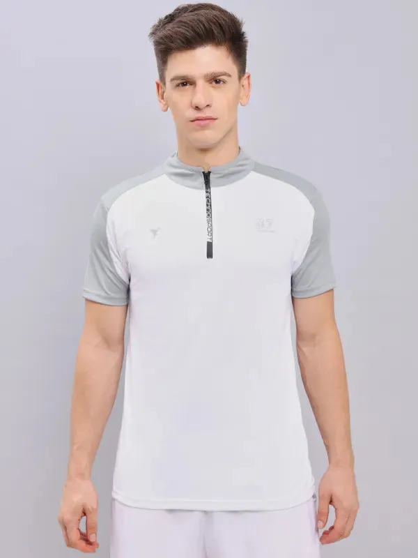 Men Colorblock Slim Fit Mock Neck T-shirt with TECHNO COOL 