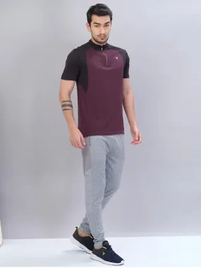 Men Colorblock Slim Fit Mock Neck T-shirt with TECHNO COOL 