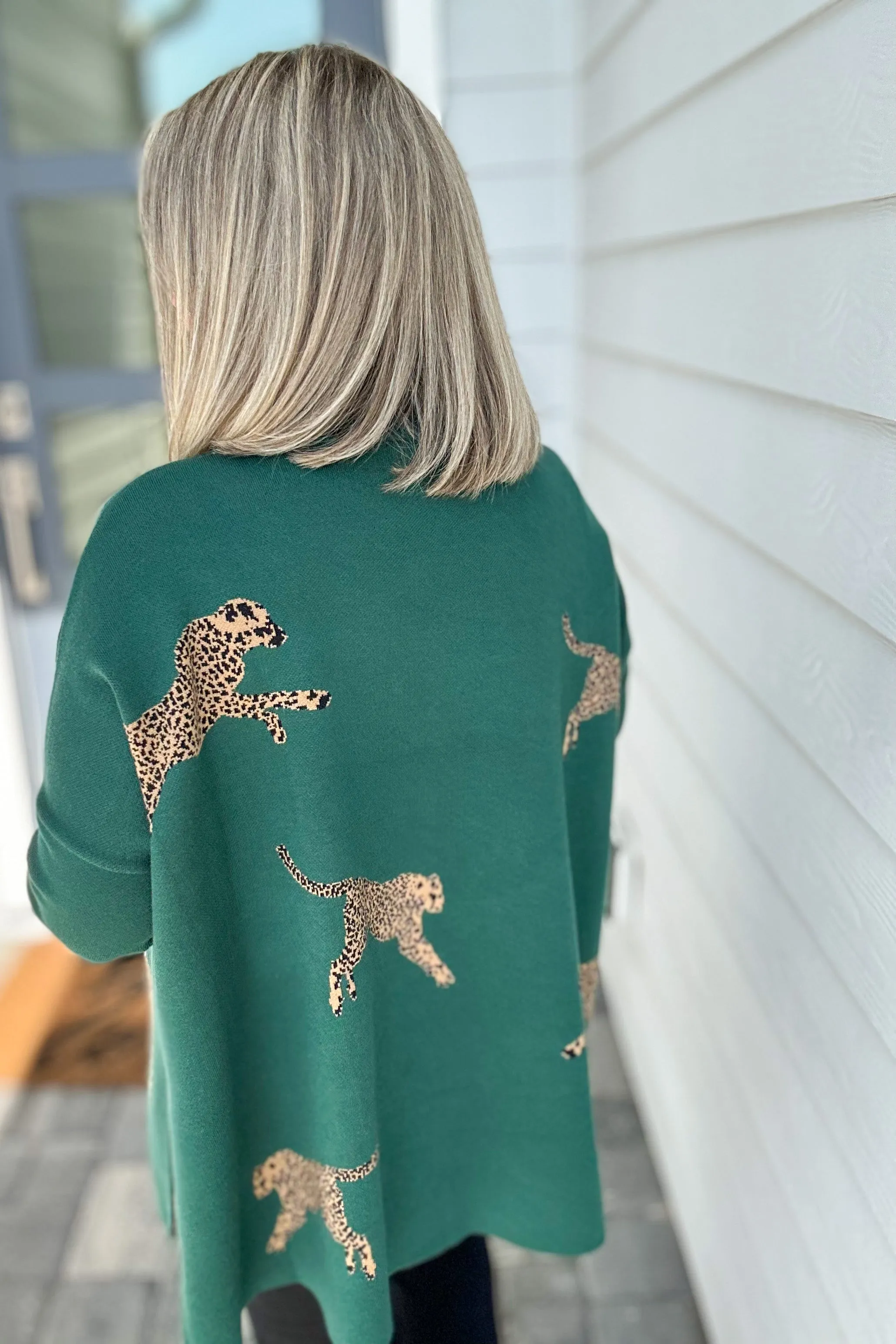 Miss Leopard Mock Neck Sweater - Hunter Green