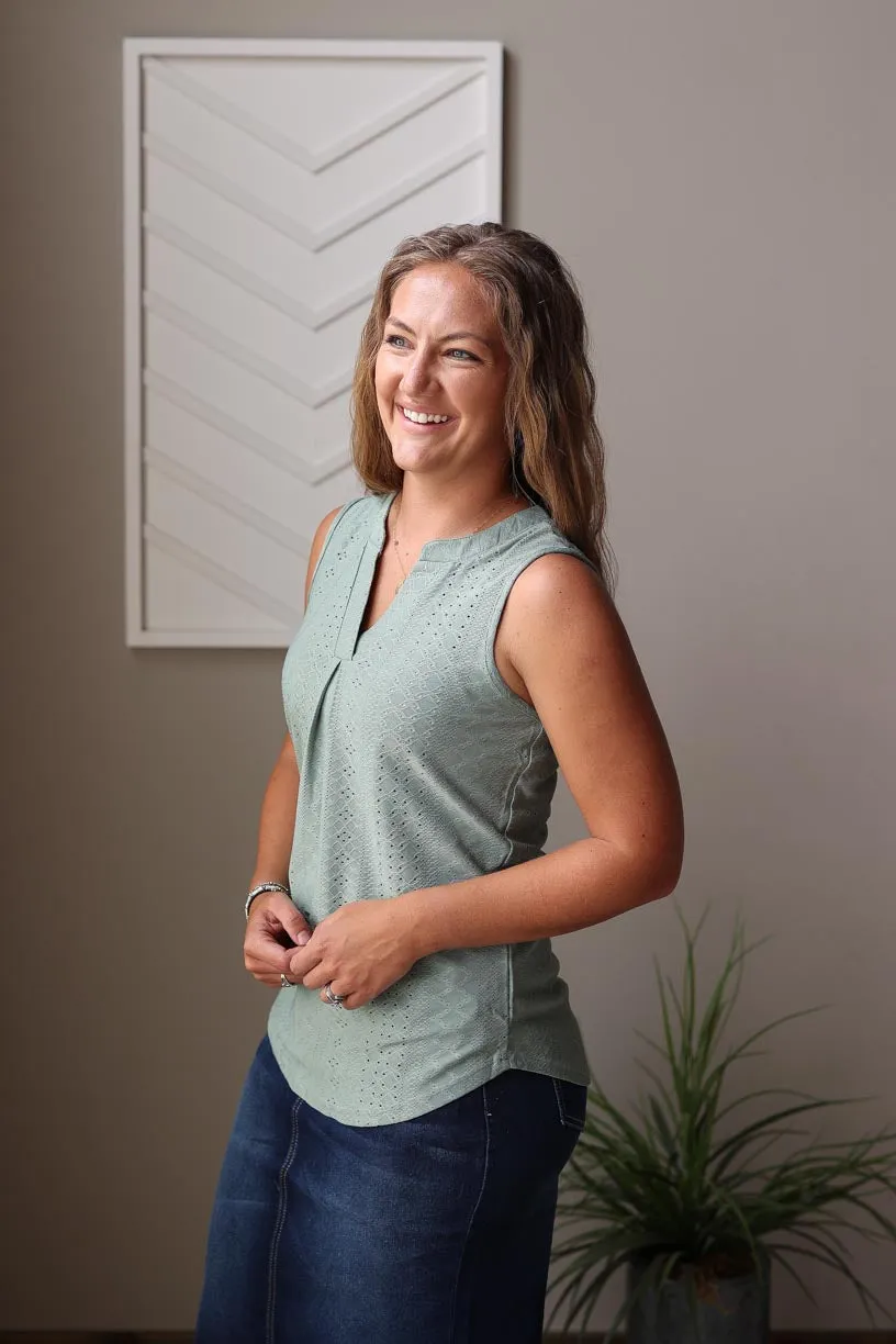 Mist Green V-Neck Tank Top