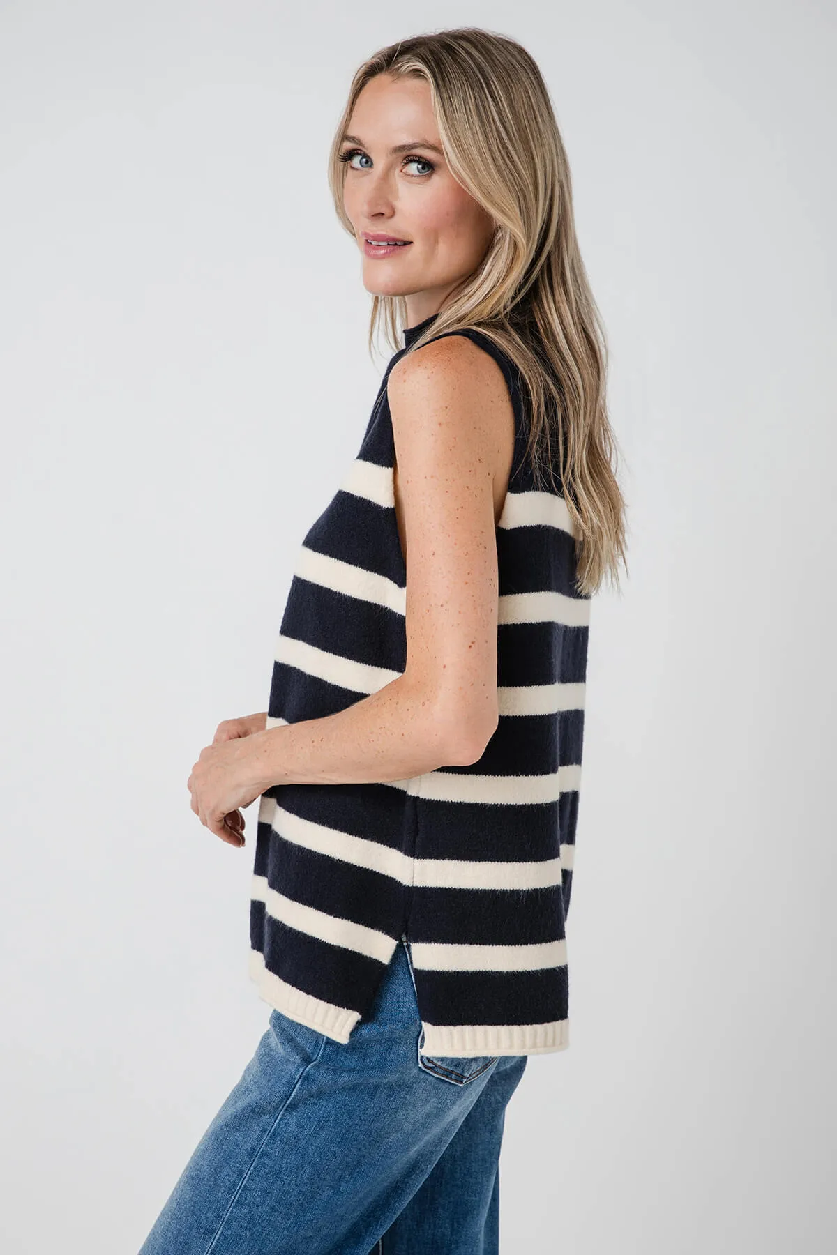 Mustard Seed Striped Mock Neck Tank