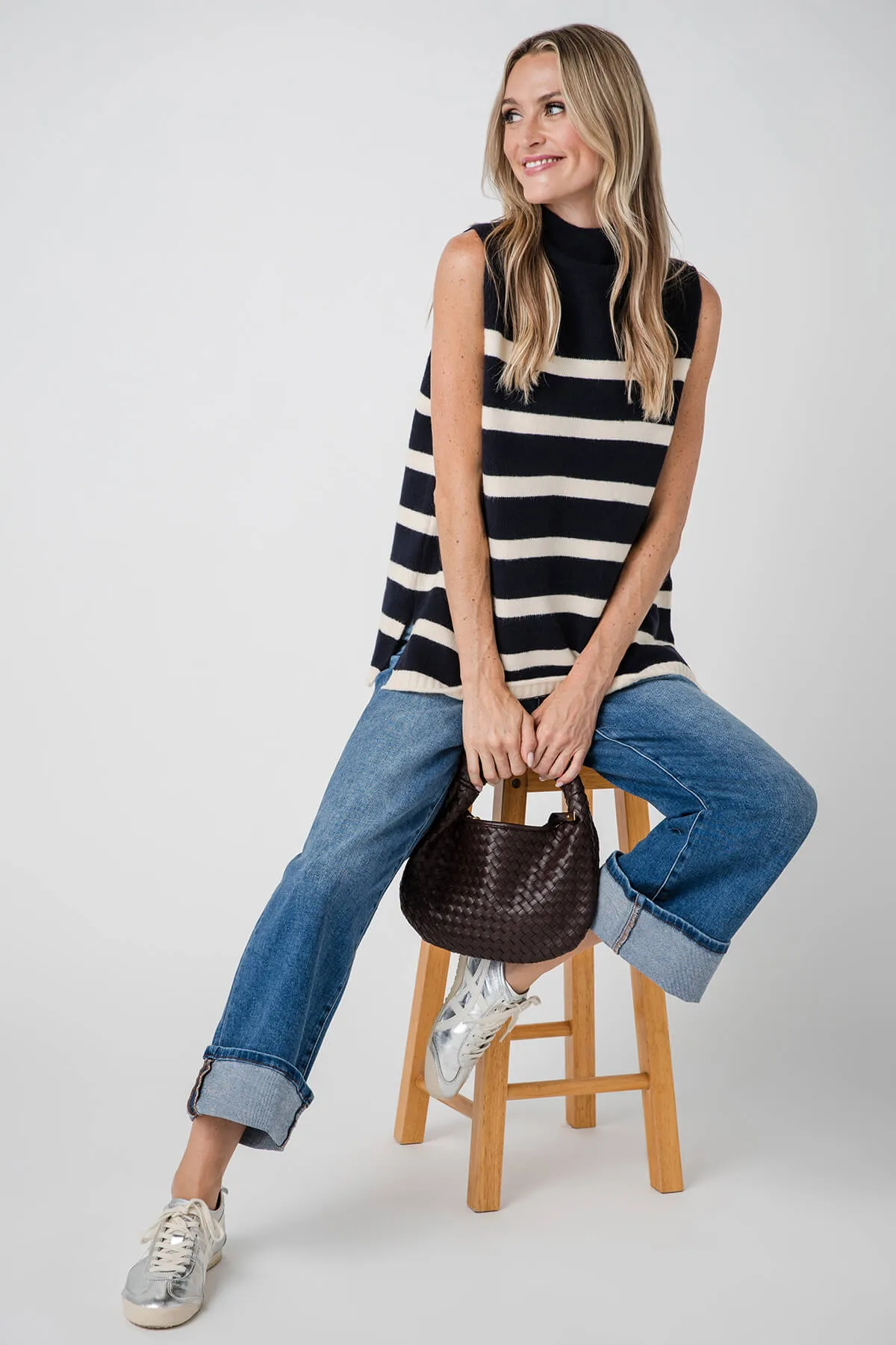 Mustard Seed Striped Mock Neck Tank