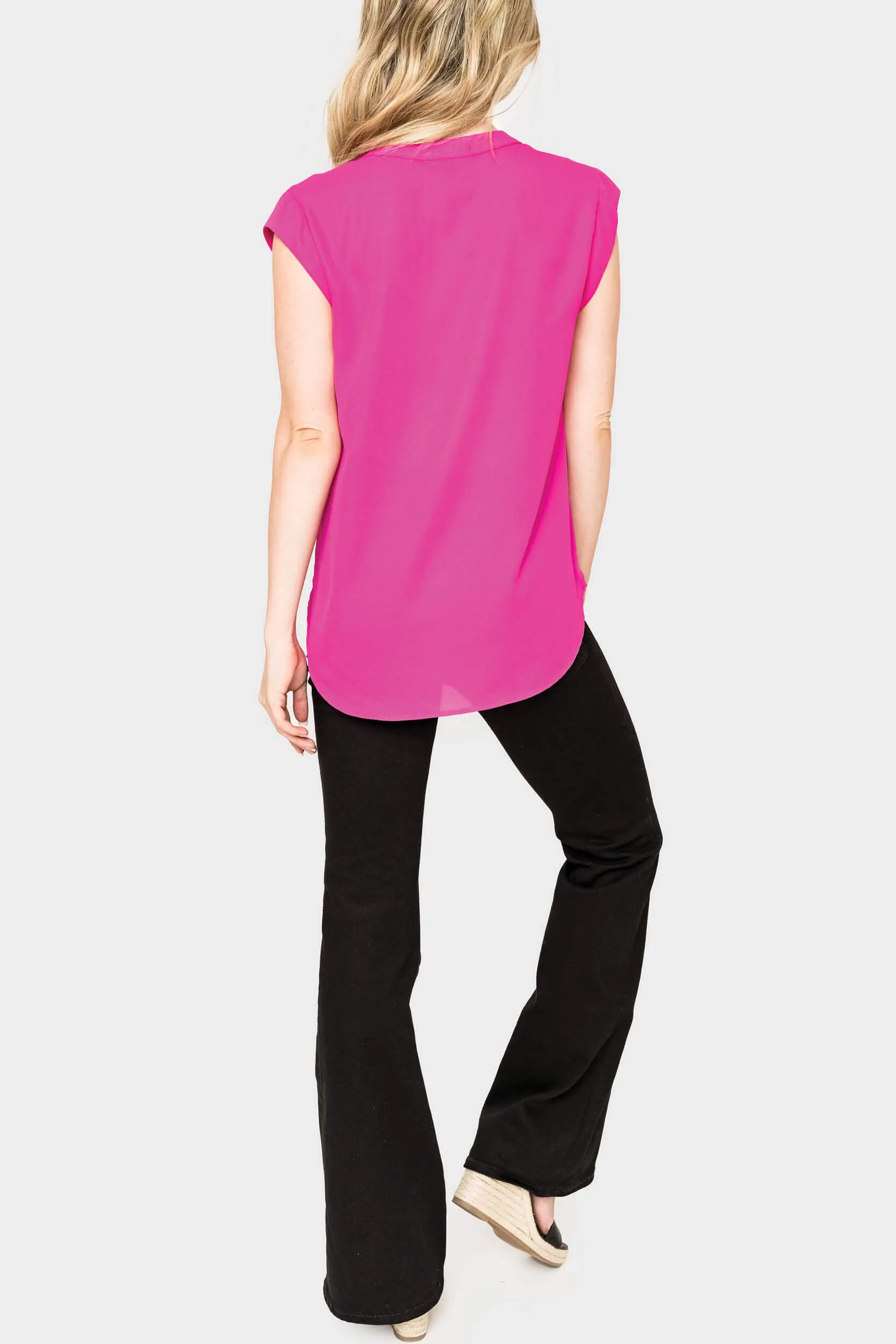 Notch Neck Cap Sleeve Top