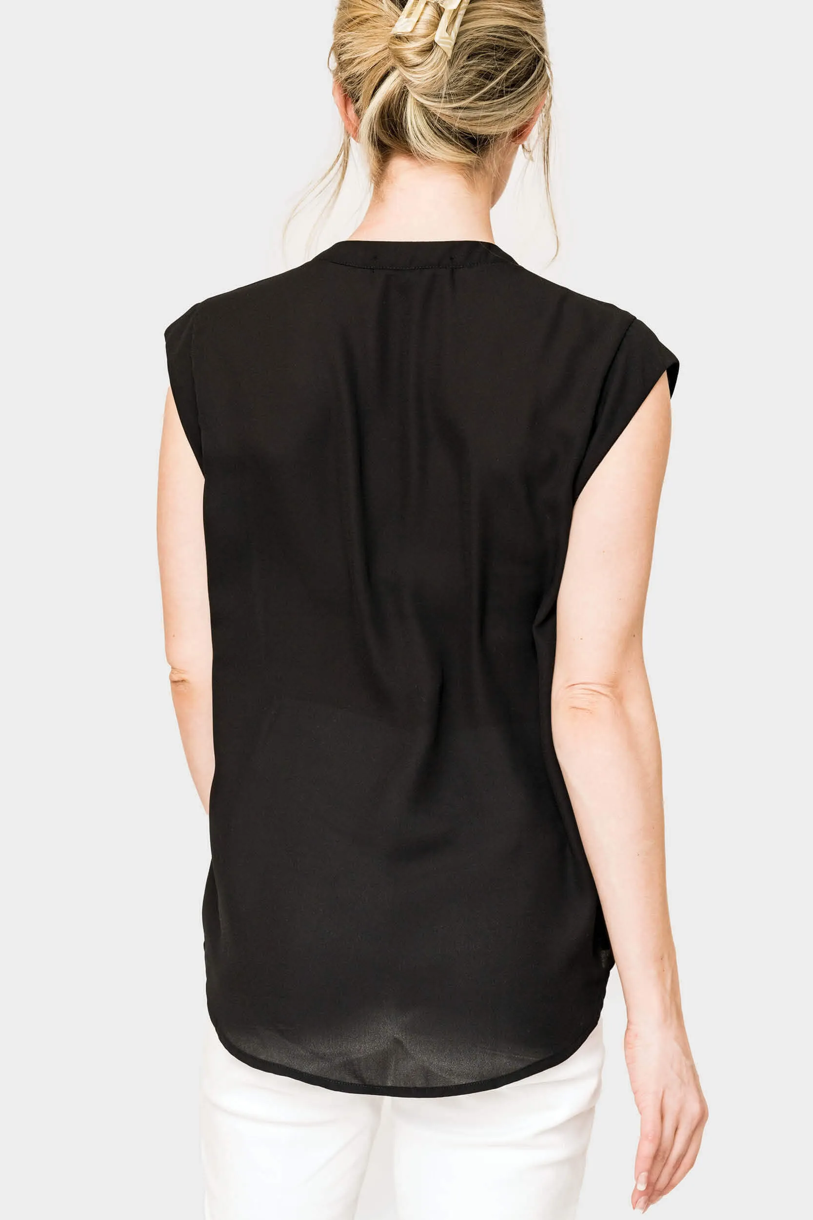 Notch Neck Cap Sleeve Top