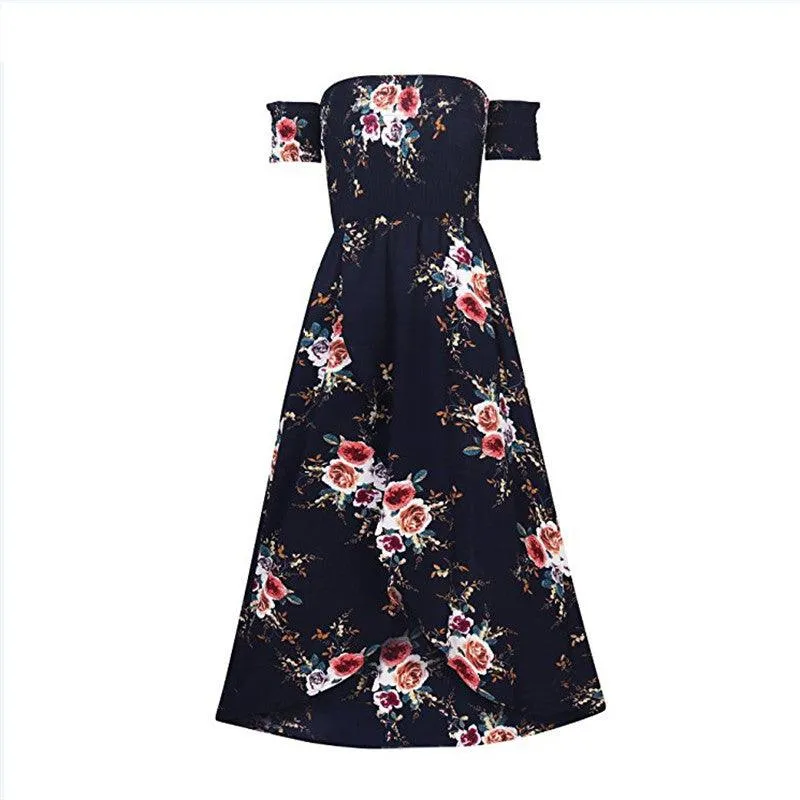 OFF-THE-SHOULDER FLORAL HIGH SLIT MAXI DRESS