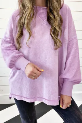 Orchid Petal Mineral Wash Drop Shoulder Sweatshirt