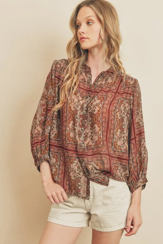 Paisley Print Blouse