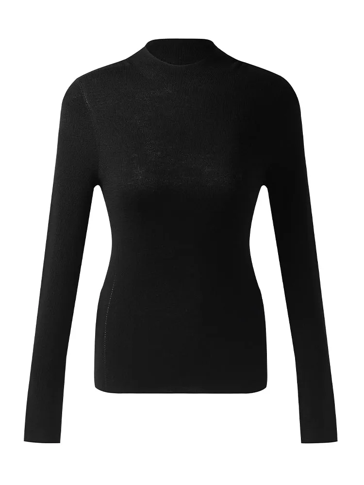 Pure Wool Mock Neck Women Sweater