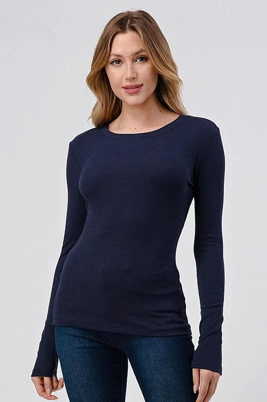 Round Neck Ribbed Top