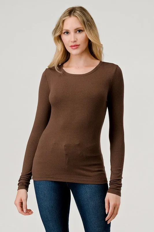 Round Neck Ribbed Top