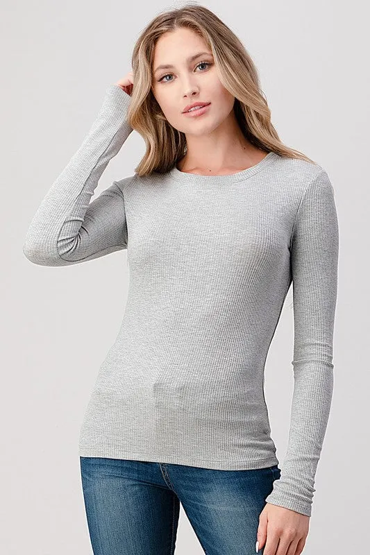 Round Neck Ribbed Top