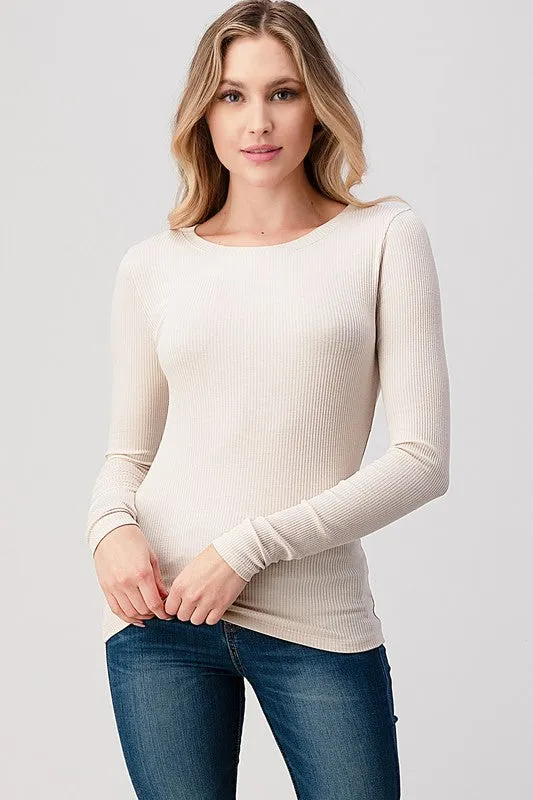 Round Neck Ribbed Top