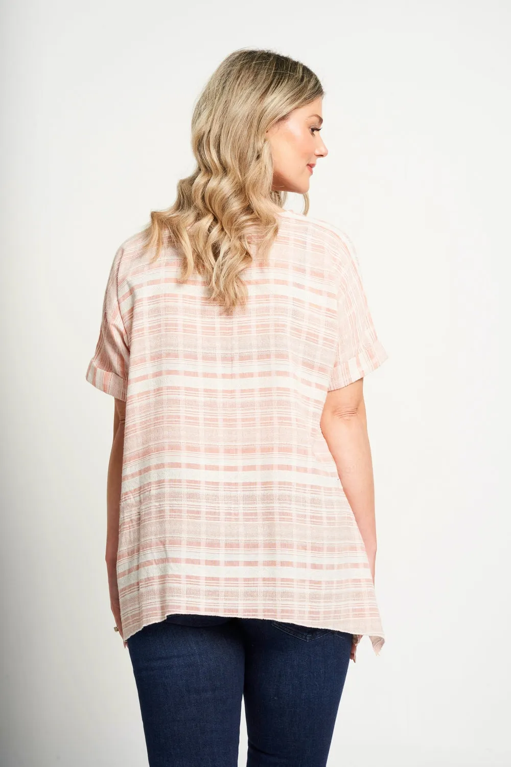 Saloos Drop Shoulder Panelled Top with Necklace