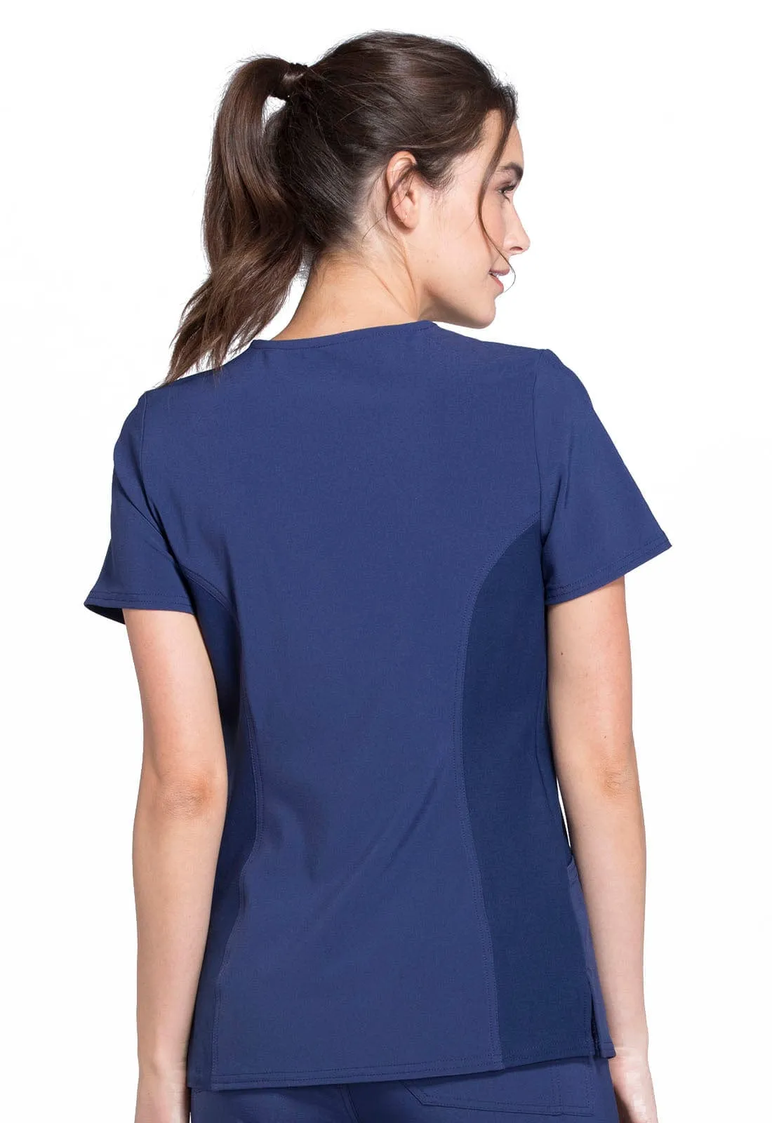 St George's iFlex Mock Wrap Knit Panel Top Navy STG-CK680