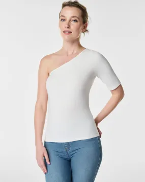 Stretch Rib One-Shoulder Top