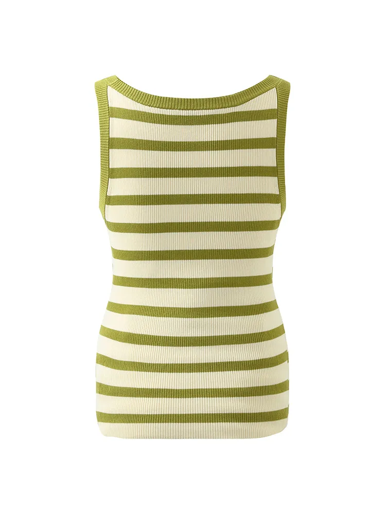 Striped Knitted Women Tank Top