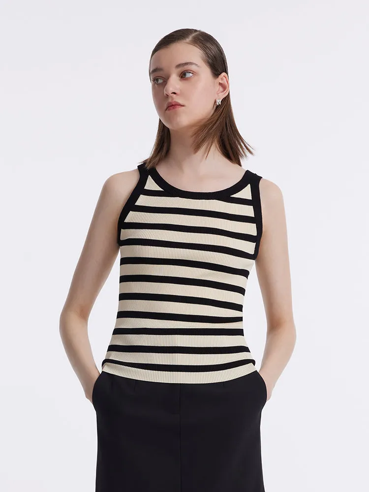 Striped Knitted Women Tank Top