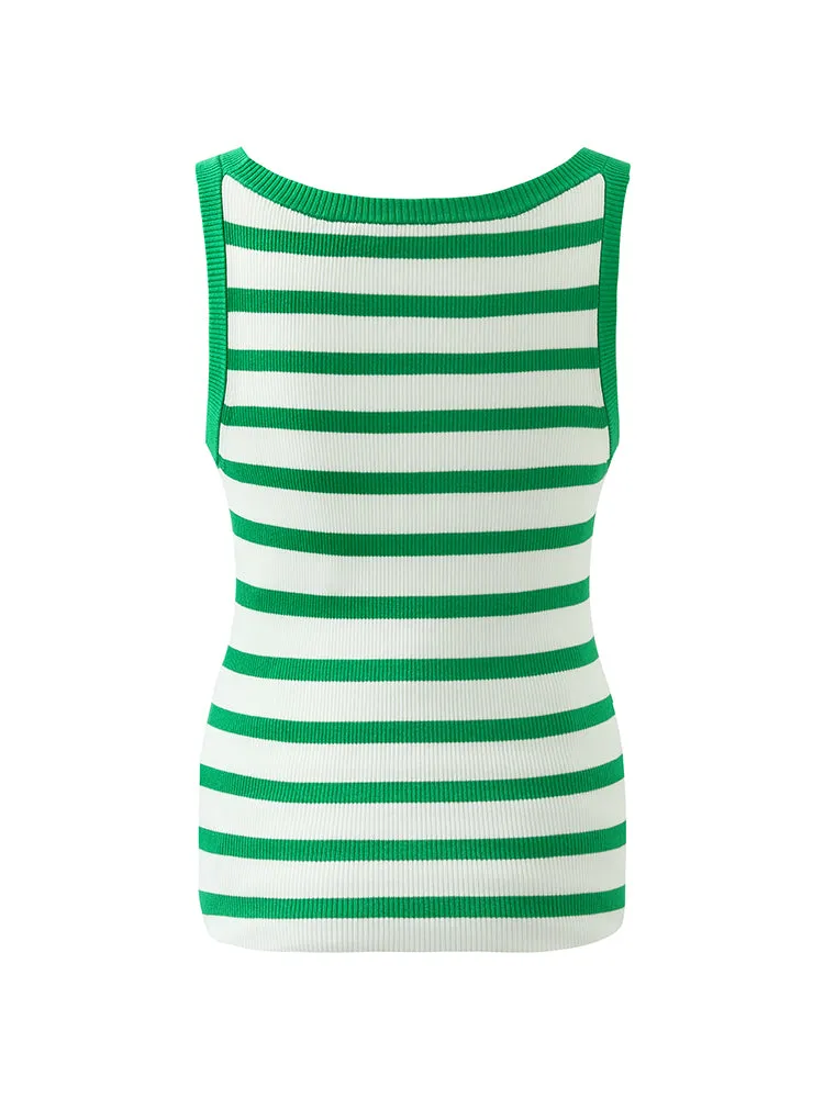 Striped Knitted Women Tank Top