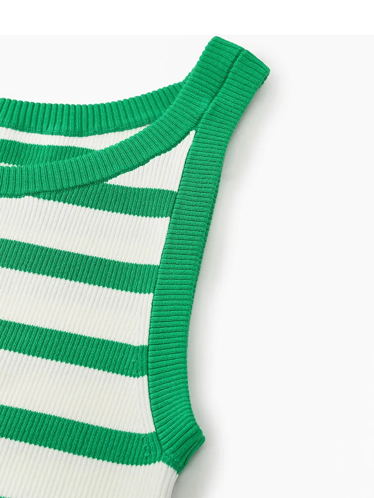 Striped Knitted Women Tank Top