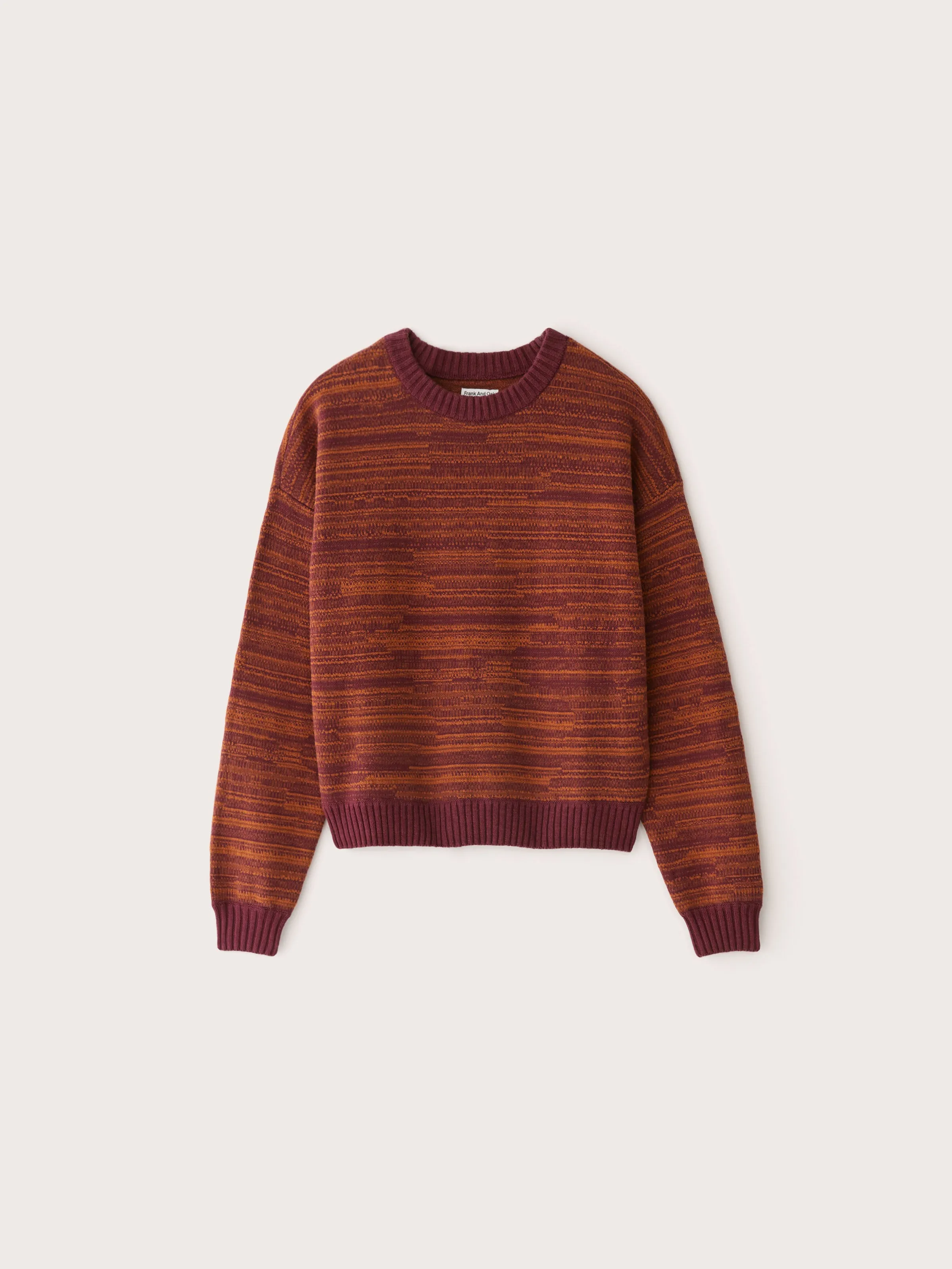 The Drop Shoulder Crewneck Sweater in Red Wine