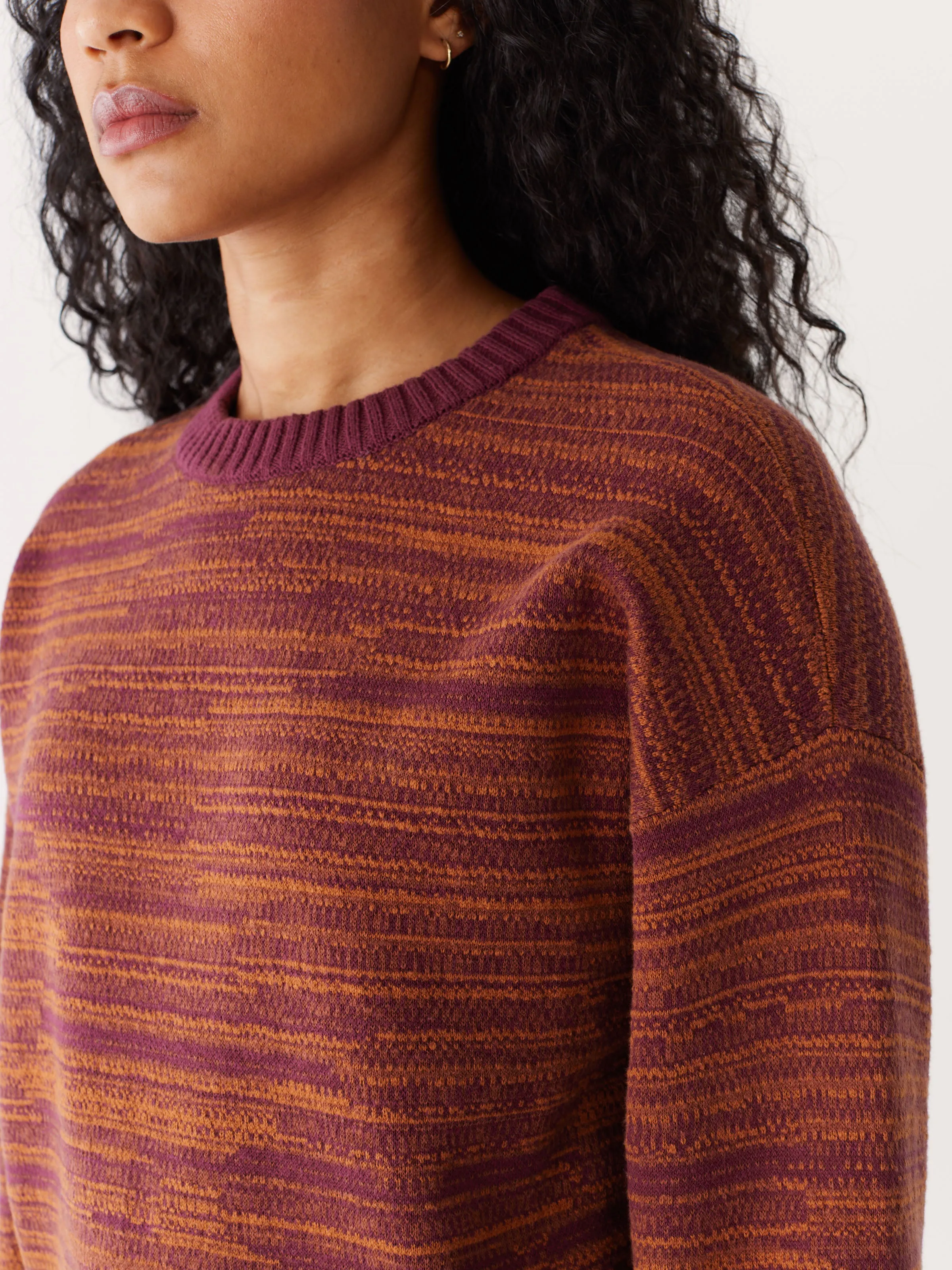 The Drop Shoulder Crewneck Sweater in Red Wine