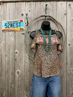 The Paulette Leopard print Cold Shoulder Top