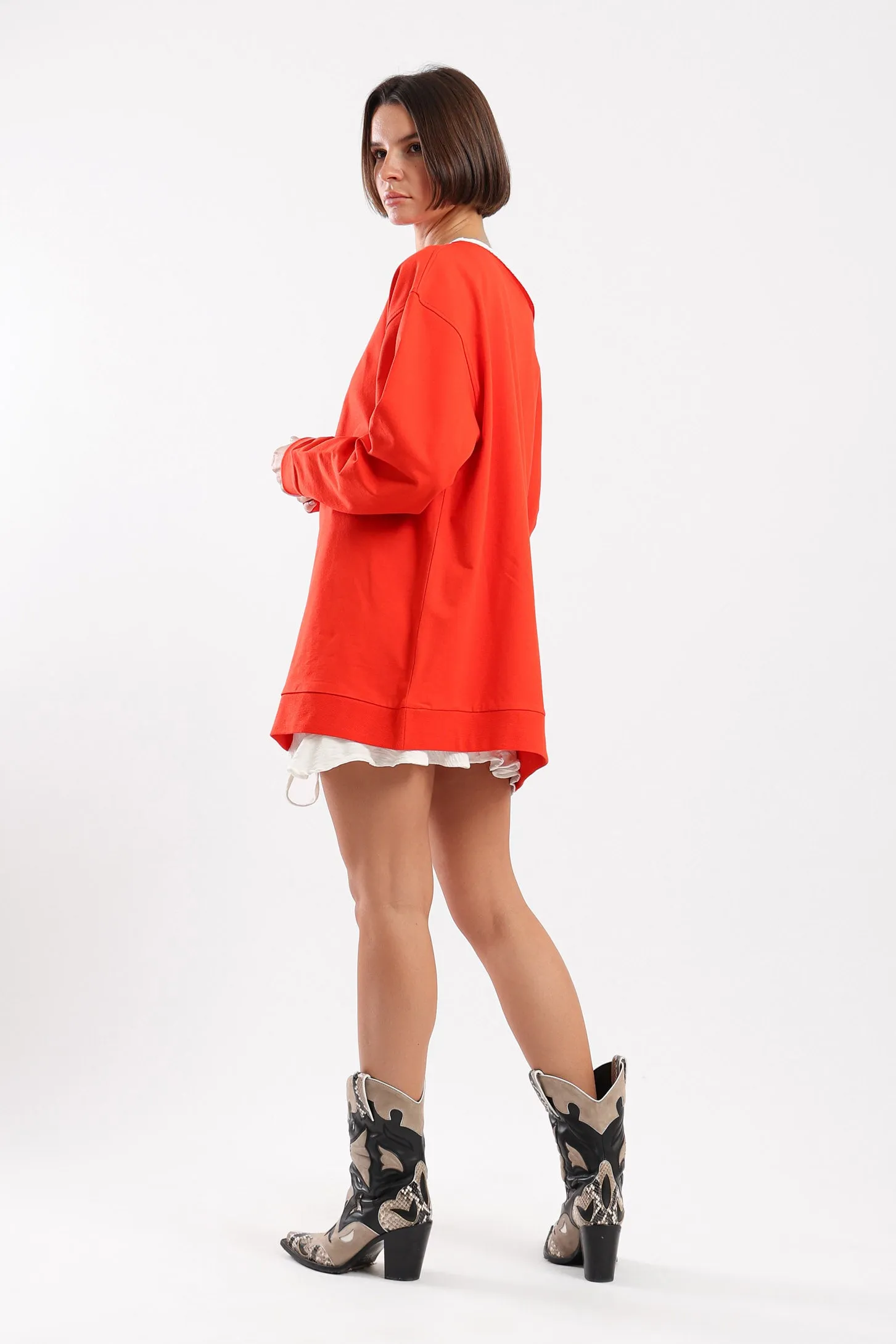 VERSATILE OFF SHOULDER SWEATER - RED