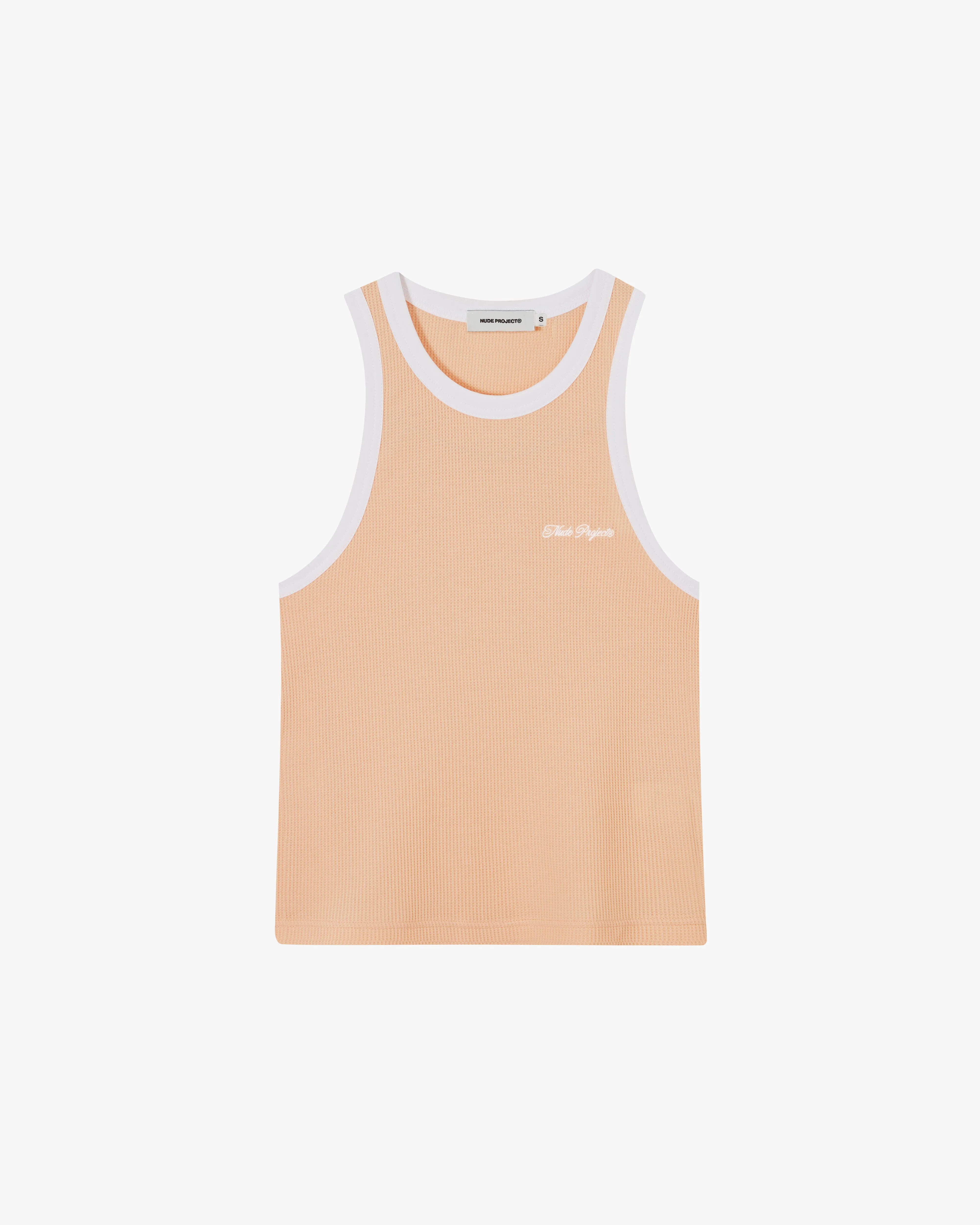 WAFFLE TANK TOP PEACH