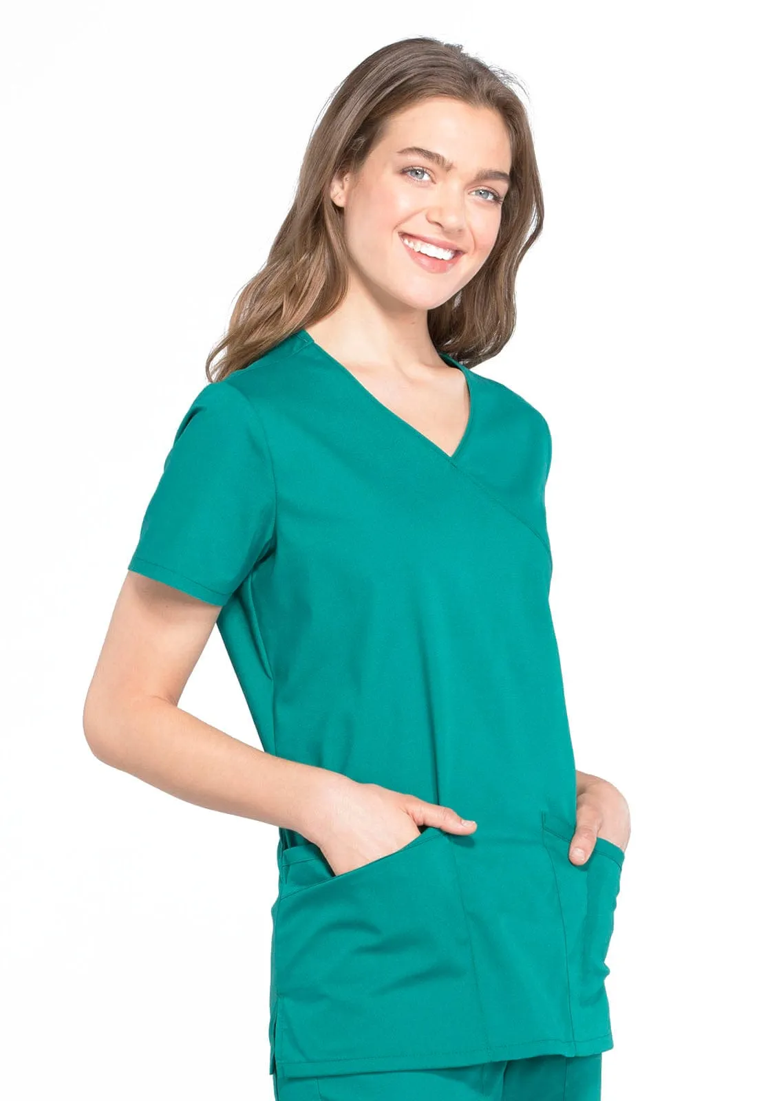 WW Professionals  Mock Wrap Scrub Top WW655