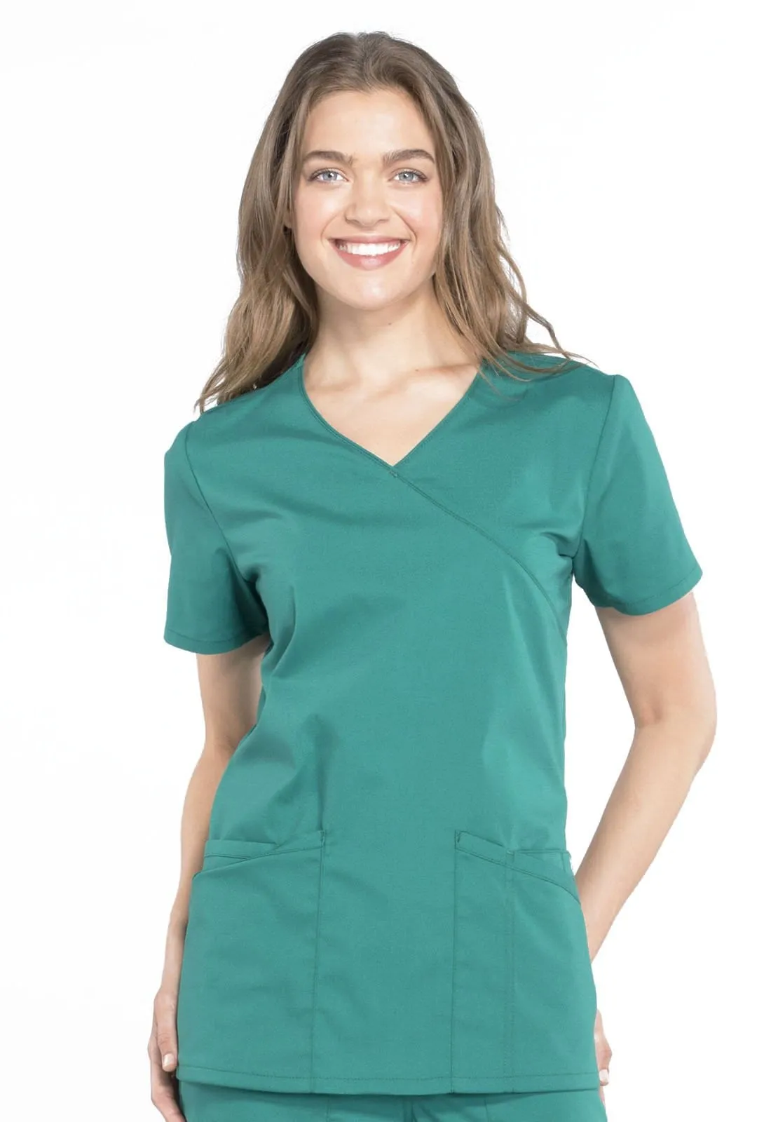 WW Professionals  Mock Wrap Scrub Top WW655