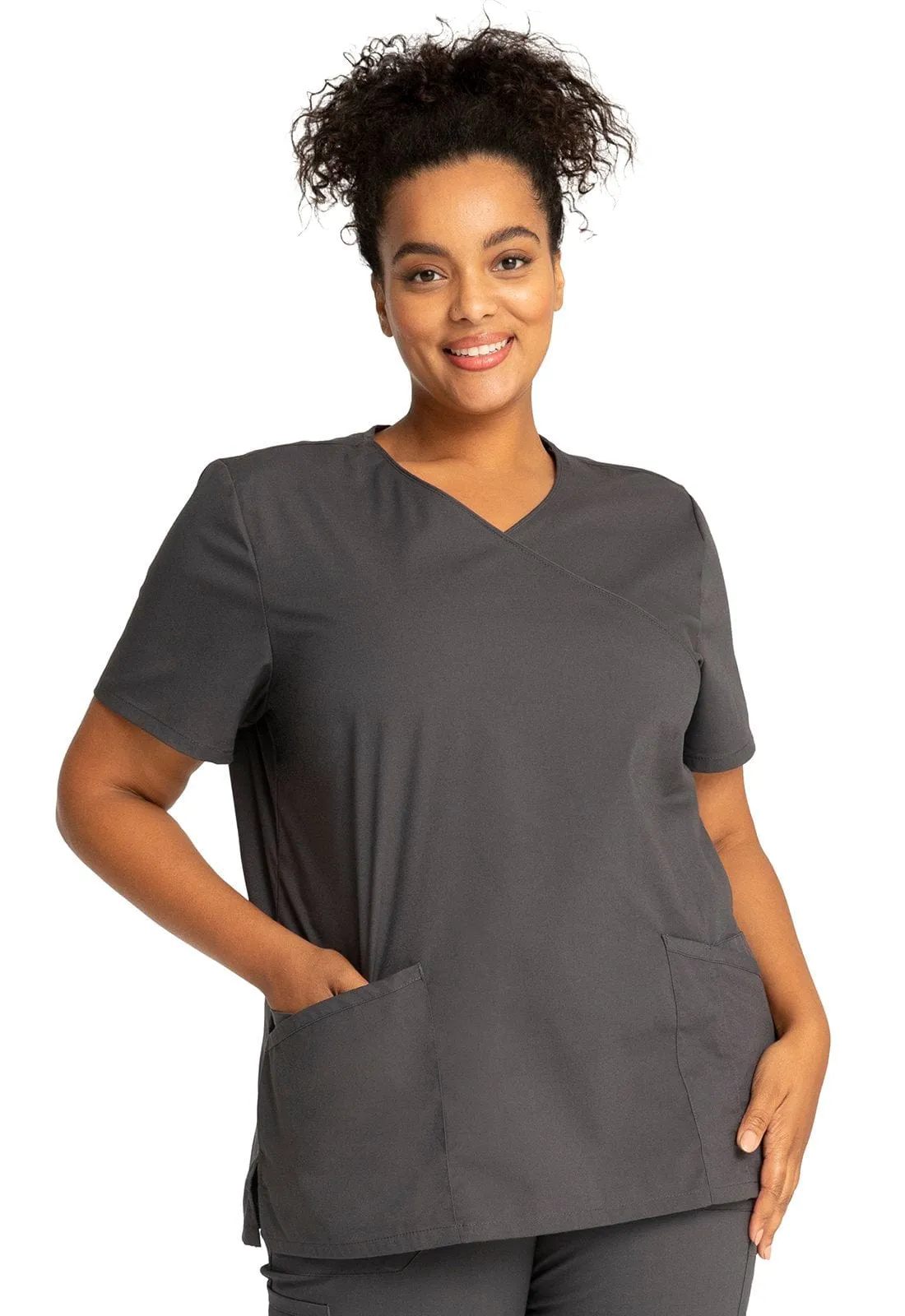 WW Professionals  Mock Wrap Scrub Top WW655